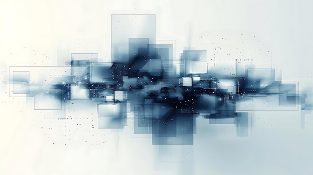 Abstract digital design featuring overlapping translucent shapes