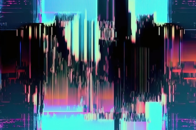 Photo abstract digital glitch background ai generative illusration