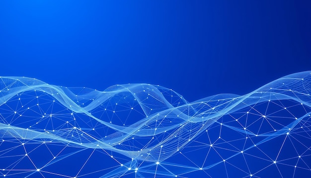 Abstract digital mesh network on a blue background