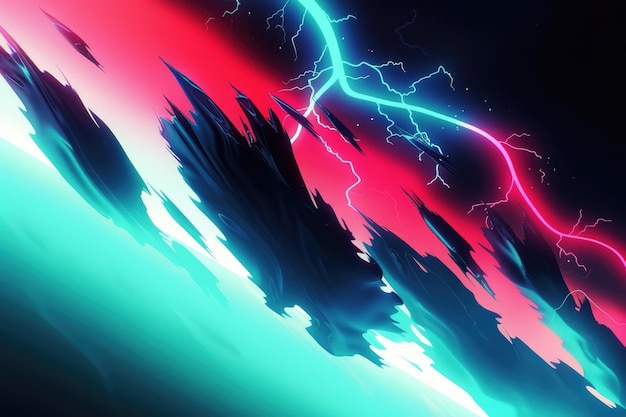 Abstract digital painting with vibrant colors and a stormy atmosphere