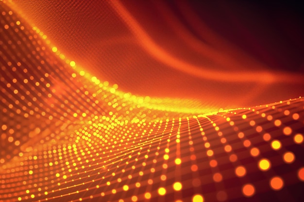 Photo abstract digital tech background design with orange illuminated dots bright futuristic vibrant