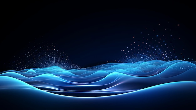 Abstract digital wave Blue circular shape on the background Futuristic point wave