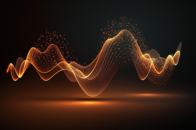 Abstract digital wave Dynamic wave of glowing particles Data technology background