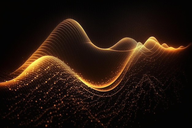 Abstract digital wave Dynamic wave of glowing particles Data technology background