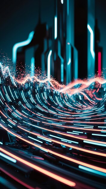 Abstract digital wave of particles Futuristic point wave Technology background