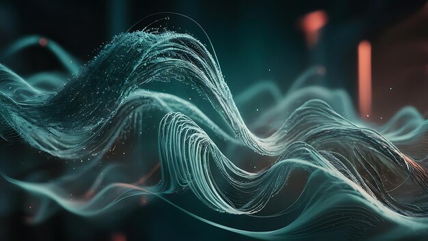 Photo abstract digital wave of particles futuristic point wave technology background