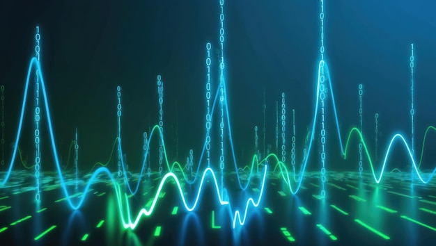 Abstract digital wave visualization representing sound and technology