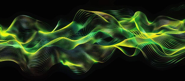 Photo abstract digital waveform design in green and yellow shades creates a futuristic visual experience aig62