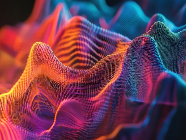 Photo abstract digital waveform visualizing sound with vibrant colors