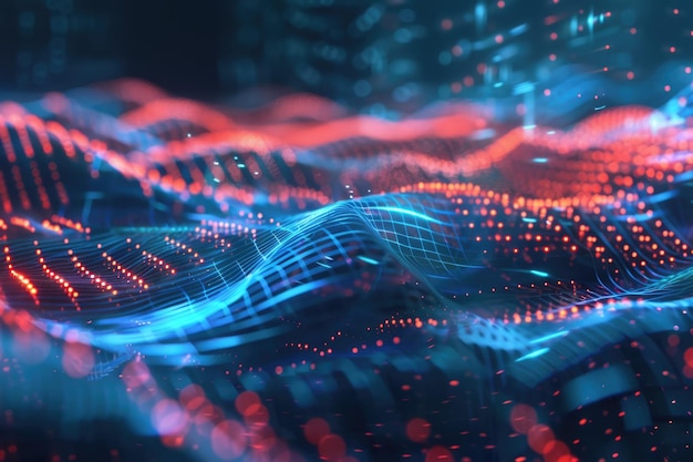 Abstract Digital Waves Animation Visualization of Data Flow and Network Connections AIG62