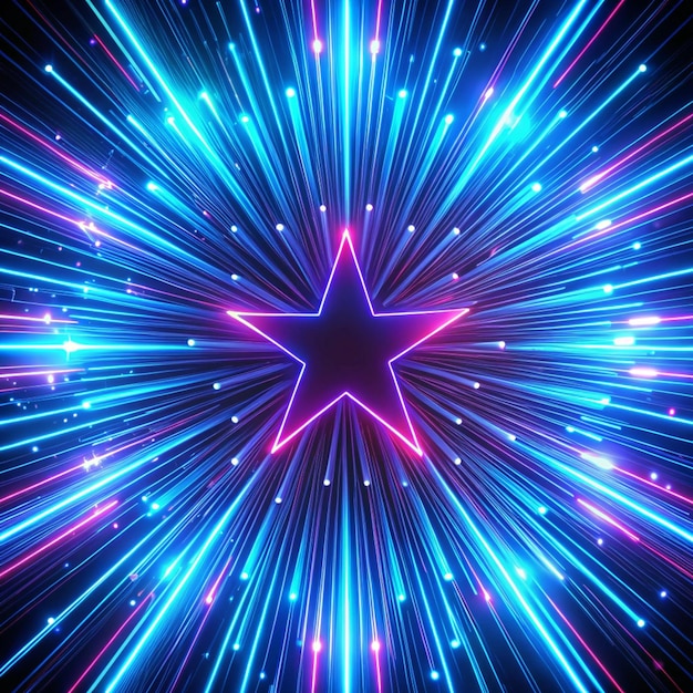 Photo abstract directional neon lines geometric background data flow optical fiber explosion star seamless loop 4k motion effect blue modern light spectrum fluorescent ultraviolet light