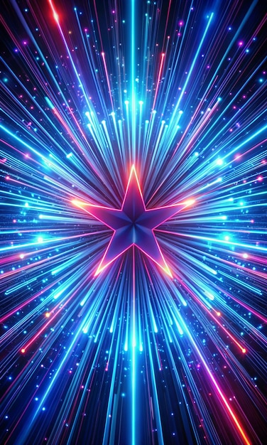 Photo abstract directional neon lines geometric background data flow optical fiber explosion star seamless loop 4k motion effect blue modern light spectrum fluorescent ultraviolet light