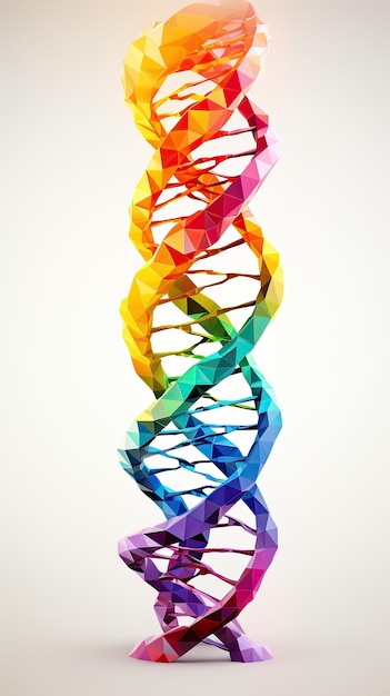 Abstract DNA helix with colorful neural connections white background