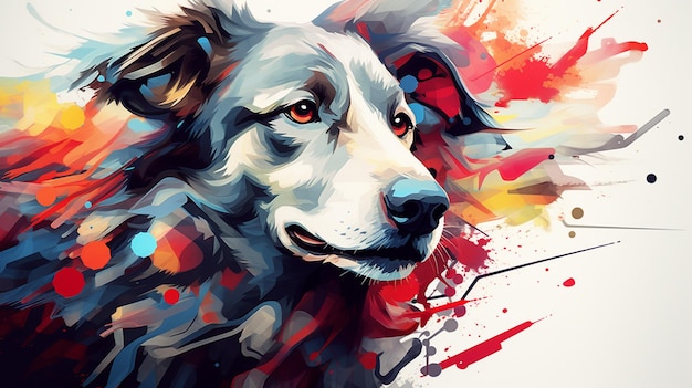 Abstract Dog Colorful Canvas Painting