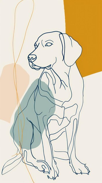 Photo abstract dog line art wallpaper