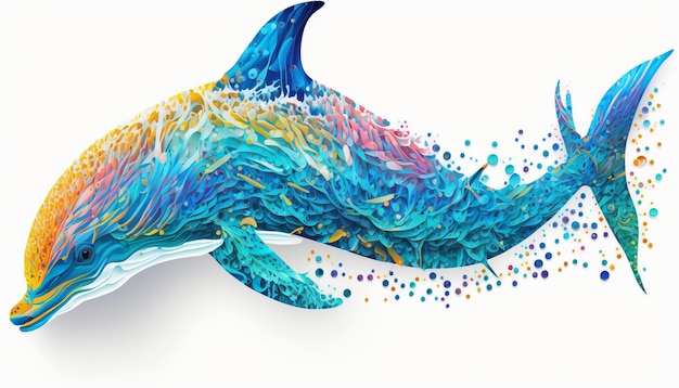 Abstract dolphin Isolated on a white background Generated AI