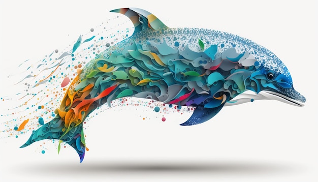 Abstract dolphin Isolated on a white background Generated AI