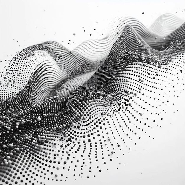 Photo abstract dots particles flowing wavy isolated