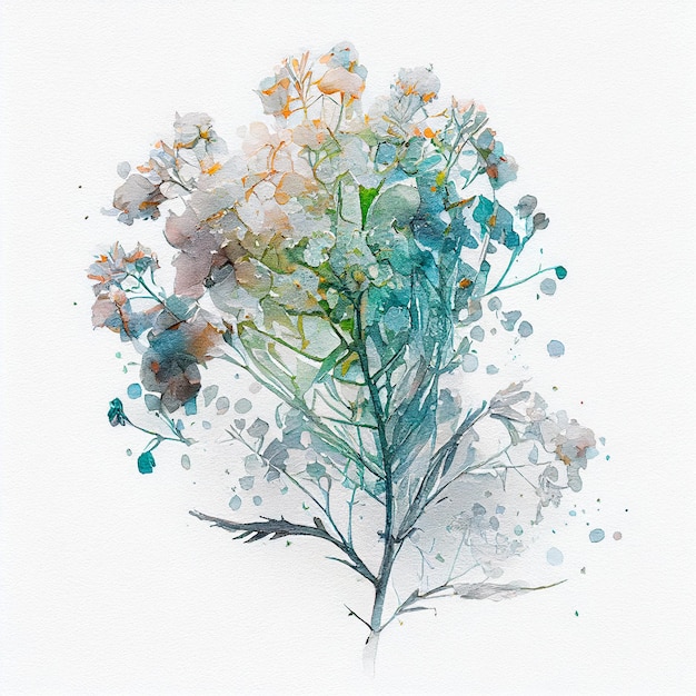 Photo abstract double exposure baby breath flower digital illustration