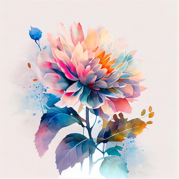 Abstract double exposure watercolor cute flower Digital illustration