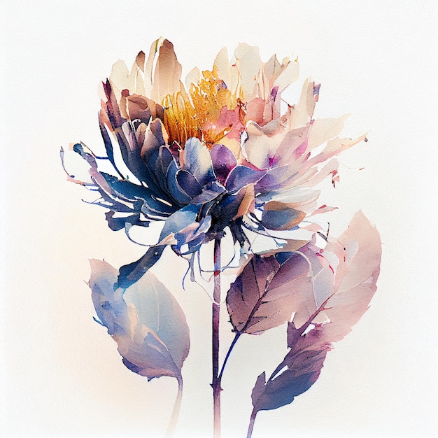 Abstract double exposure watercolor dry flower Digital illustration