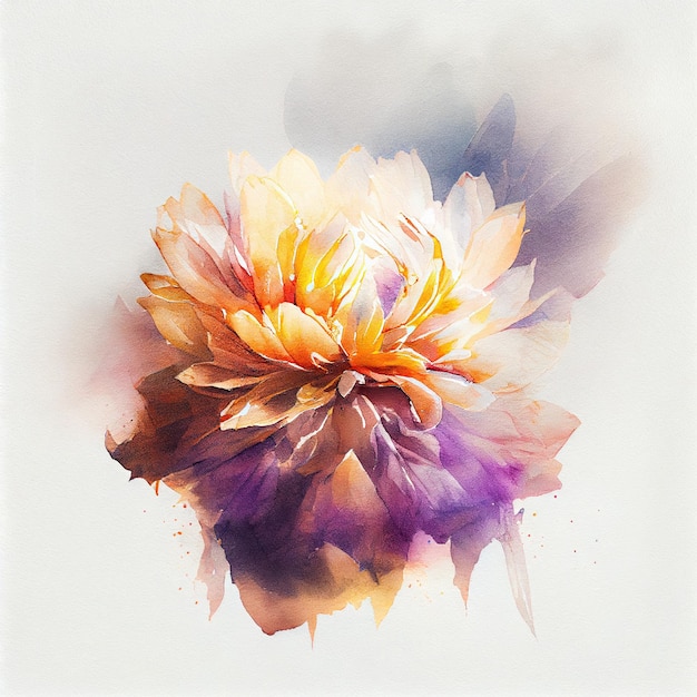 Abstract double exposure watercolor flower Digital illustration AI