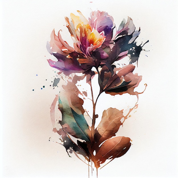 Abstract double exposure watercolor flower Digital illustration AI