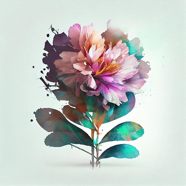 Abstract double exposure watercolor flower Digital illustration AI