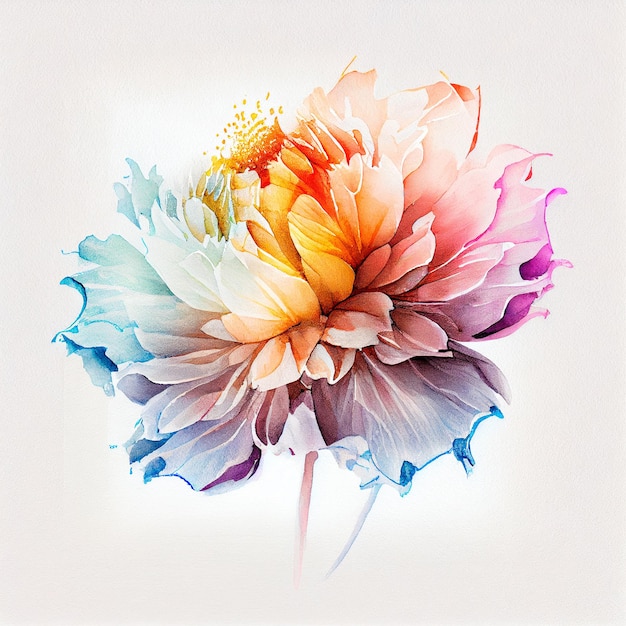 Abstract double exposure watercolor flower outline Digital illustration