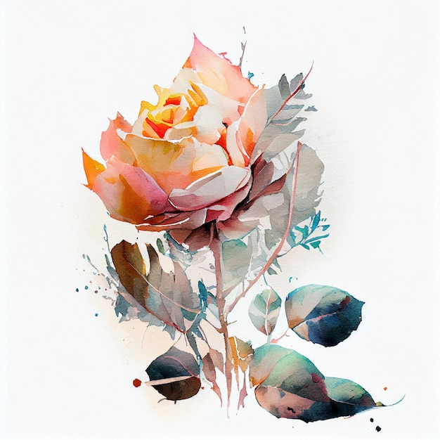 Abstract double exposure watercolor rose flower Digital illustration AI