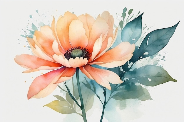 Abstract Double Exposure Watercolor Vintage Flower Digital Illustration