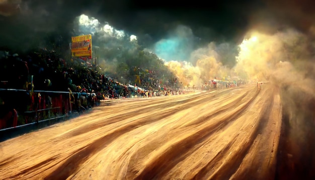 Abstract Drag racing drifting and rallying create a beautiful background of sports rubber 3D Render.