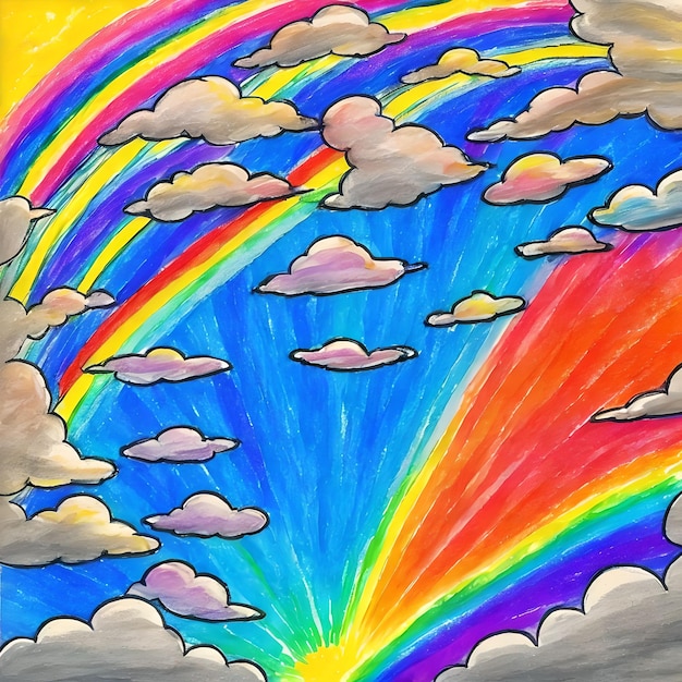 Abstract drawing rainbow and cloud generative art by AI