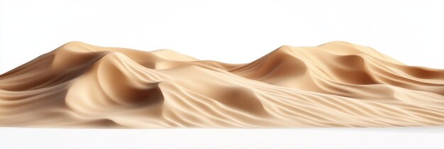 Abstract Dunes of Wavy Brown Fabric on White Background