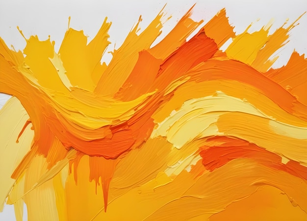 Photo abstract and dynamic yellow orange oil paint texture with bold brushstrokes and rich depth splash