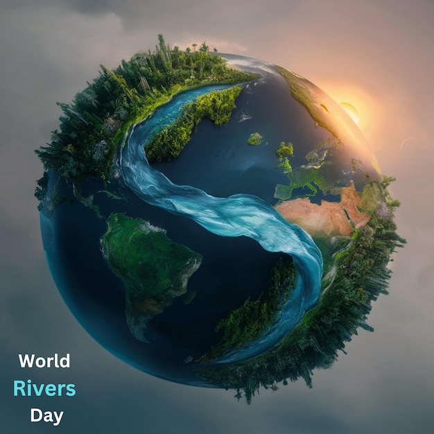 Abstract Earth and River Theme for World Rivers Day Poster 1