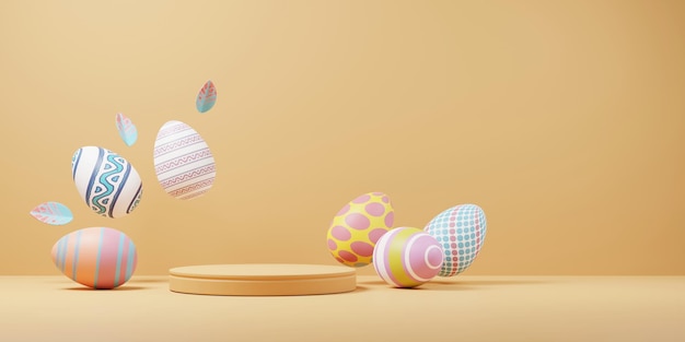 Abstract Easter Day Podium Platform For Product Display Showcase 3D Rendering