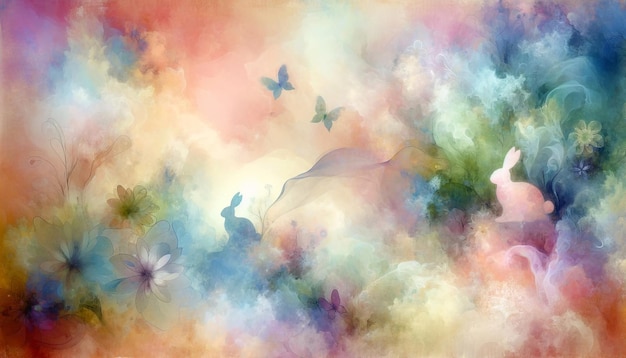 An abstract Easterthemed background showcasing a blend of pastel hues in a dreamy composition