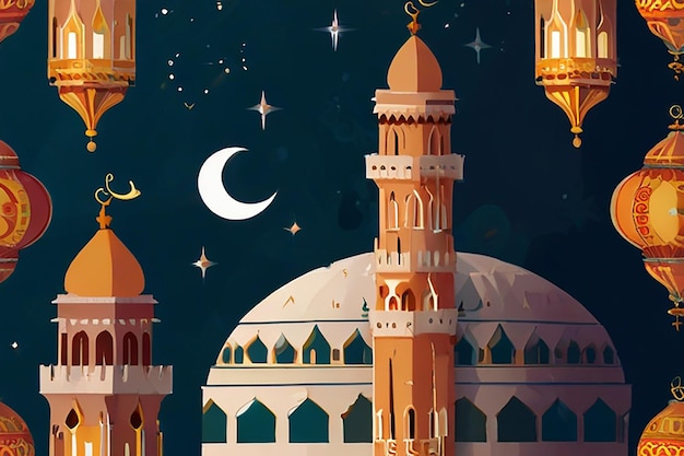 Abstract Eid Al Adha mubarak Islamic festival illustration