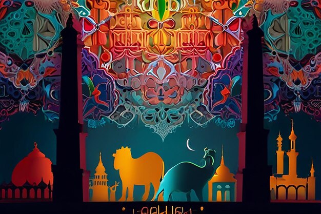 Photo abstract eid al adha mubarak islamic festival illustration