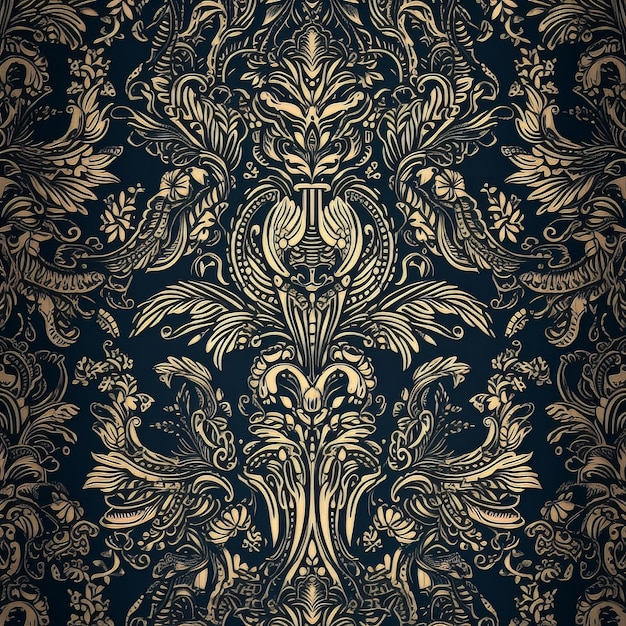 Abstract elaborate pattern with gold edging ornate beautiful intricate with generative AI