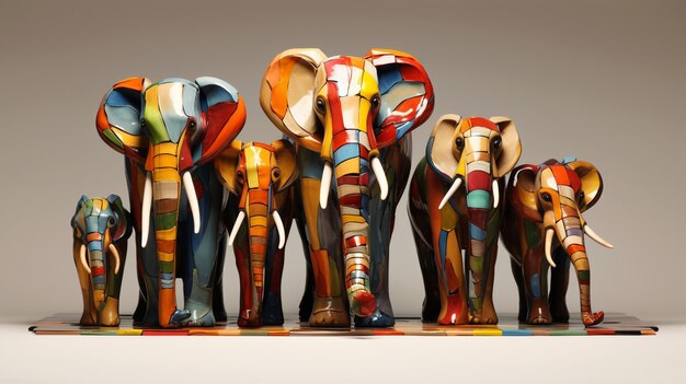 Abstract elephant group