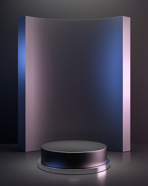 Photo abstract empty pedestal on black background for product showcase