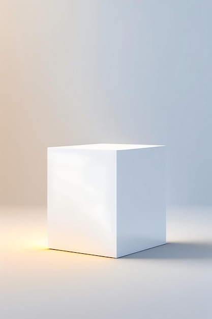 Abstract empty white podium on white background with shadow Mock up stand for product presentation