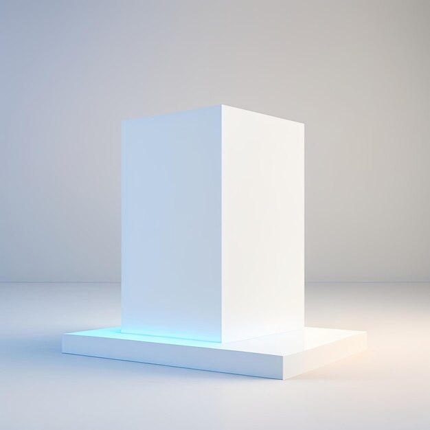 Abstract empty white podium on white background with shadow Mock up stand for product presentation