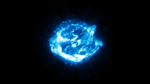 Abstract energy ball strom with fire and power