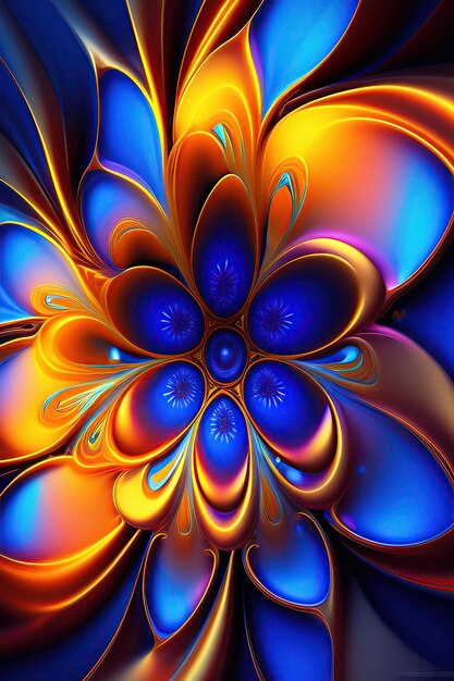 Abstract exotic blue flower Fantastic glowing shapes background Holiday wallpaper