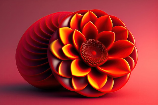 Abstract exotic red fractal flower Digital fractal art 3D rendering