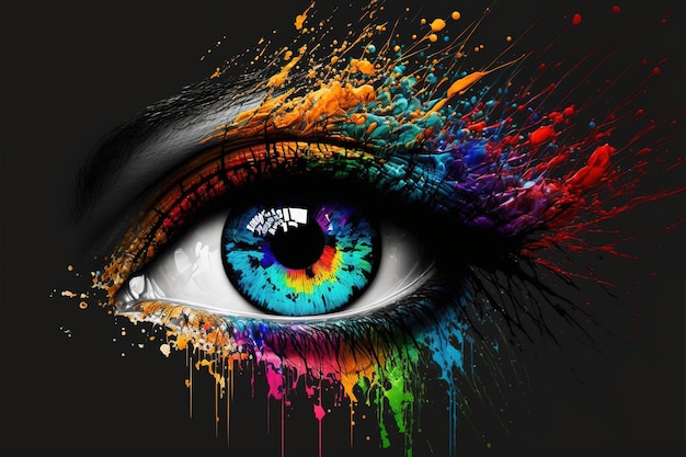 Abstract eye watercolor splash art beautiful graphic design