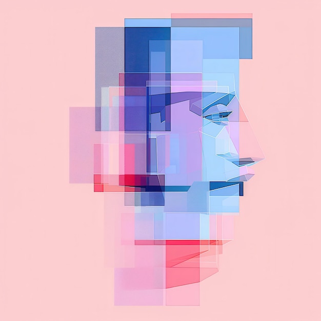 Photo abstract face in pastel hues